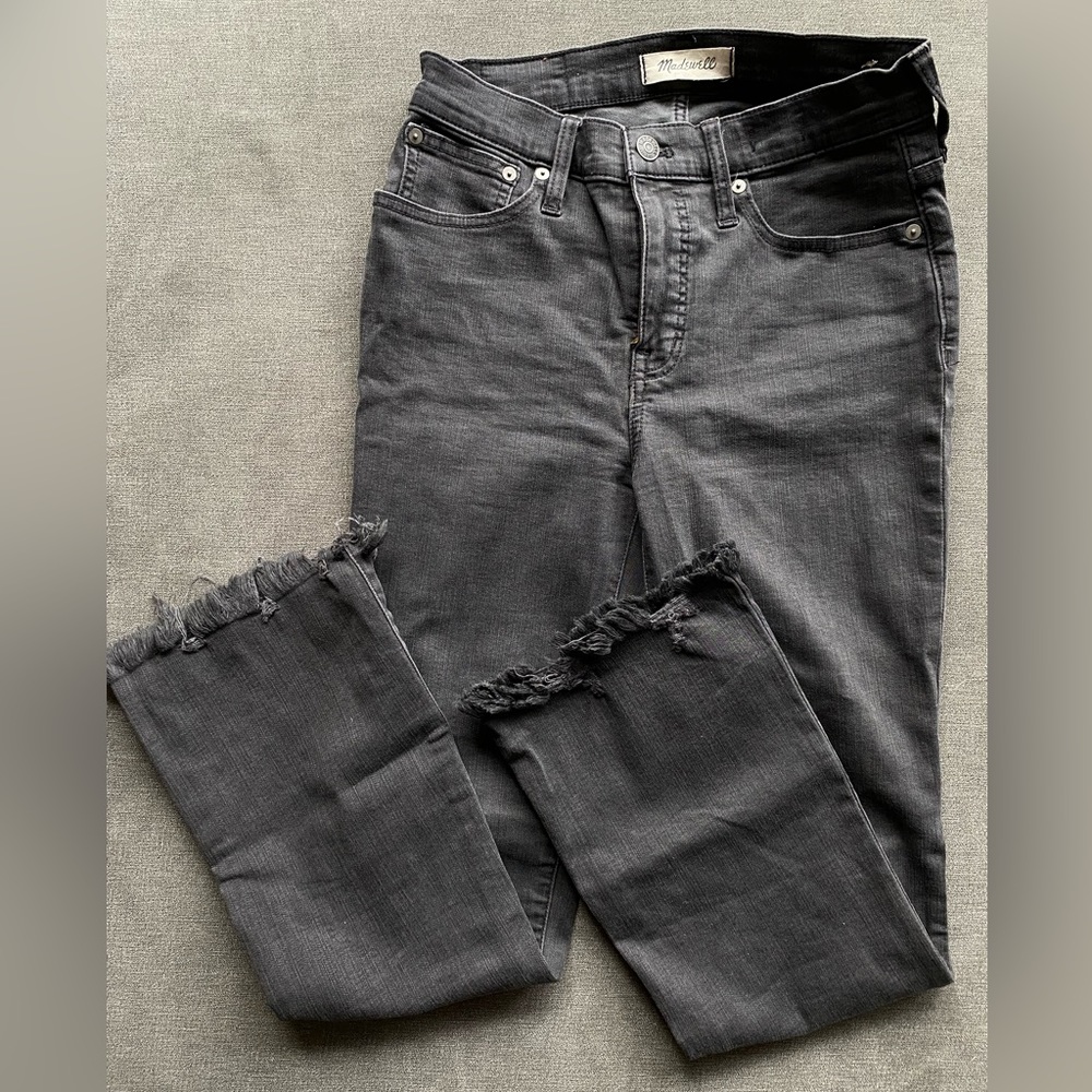 Madewell Cali Demi-Boot Jeans in Berkeley Black: Chewed-Hem Edition Size 26
